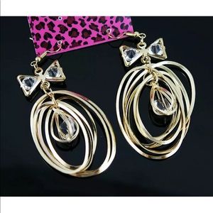 Betsy Johnson Crystal & Gold Bow Earrings